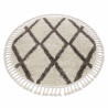 Tapis BERBER TROIK cercle crème Franges berbère marocain shaggy
