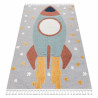 Tapis YOYO GD55 gris / bleu - étoiles, la roquette en peluche pour enfants, structurelles et sensorielles Franges