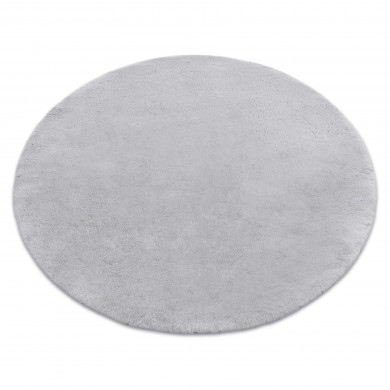 Tapis TEDDY cercle Shaggy gris très épais, en peluche, antidérapant, lavable