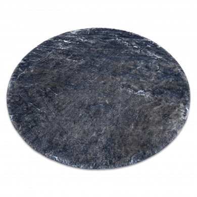 Tapis de lavage moderne LAPIN circle shaggy, antidérapant ivoire / noir