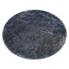 Tapis de lavage moderne LAPIN circle shaggy, antidérapant ivoire / noir