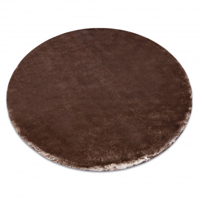 Tapis de lavage moderne LAPIN circle shaggy, antidérapant ivoire / Chocolat
