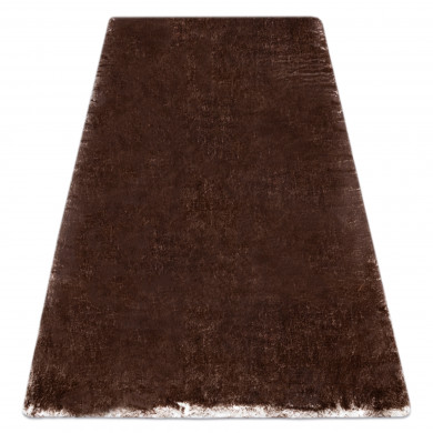Tapis de lavage moderne LAPIN shaggy, antidérapant ivoire / chocolat