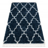Tapis UNION 3488 Trèfle marocain Trellis bleu et crème Franges berbère marocain shaggy