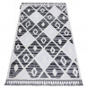 Tapis MAROC P662 Diamants noir / blanc Franges berbère marocain shaggy