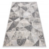 Tapis moderne REBEC franges 51192A - deux niveaux de molleton crème / gris
