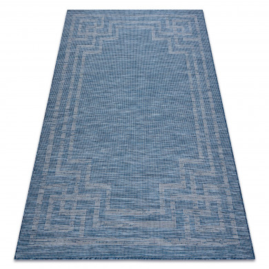 Tapis SIZAL PATIO 3071 grec tissé à plat bleu foncé / beige 117x170 cm