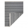 Tapis TWIN 22996 géométrique, rayures Coton, double face Franges écologiques - noir / crème