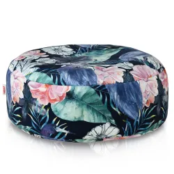 Pouf Repose-pieds Rond - Tissu Imprimé Premium