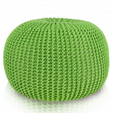 KnitPouf Cotton Lime - Pouf rond tricoté