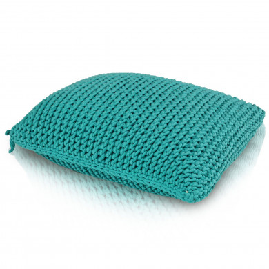 CottonKnit Deco Cushion – Turquoise – coussin rectangulaire tricoté en coton