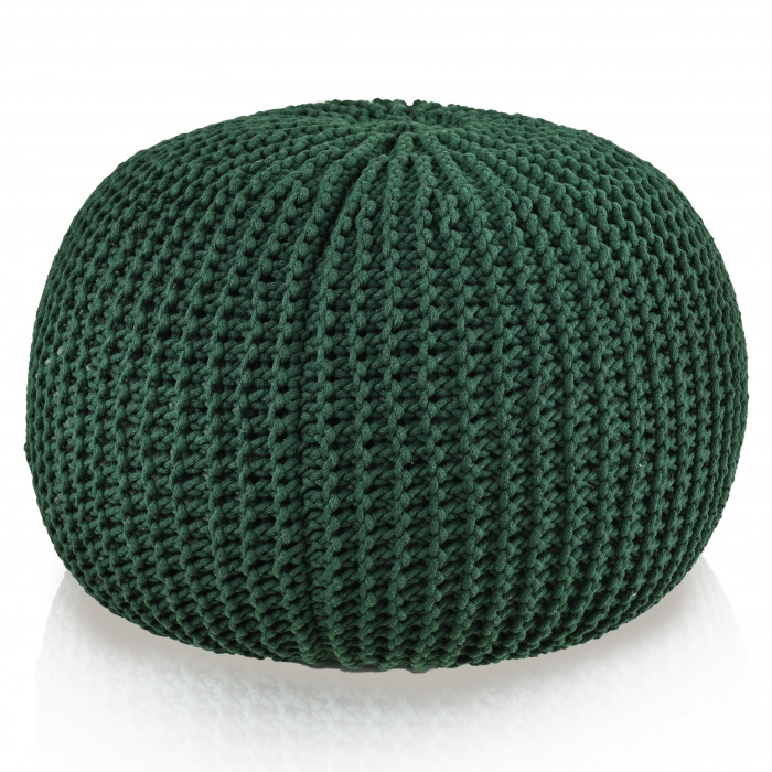 Pouf CottonKnit Sky – pouf tricoté à la main en cordon de coton