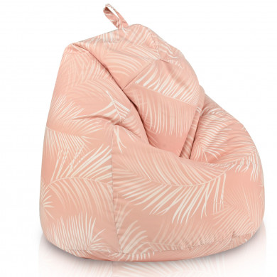 Pouf poire rose poudré pour enfants – rose, motif feuilles tropicales, pouf moelleux