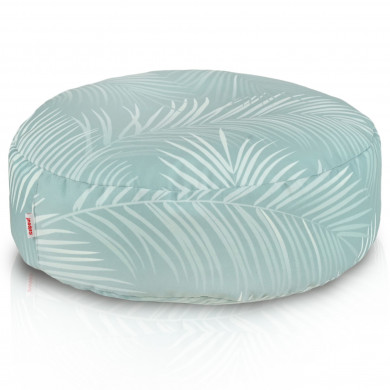 Poggiapiedi tropicale con palme color menta | Morbido pouf in foglie di palma – Ø45 cm