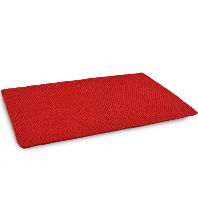 Tapis Ruby Knit – rectangulaire, tricoté, fait main à partir de ficelle de coton 115 × 75 cm