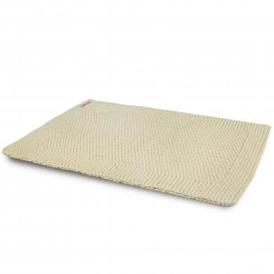 Tapis rectangulaire en coton tricoté à la main, couleur crème, 86 x 60 cm