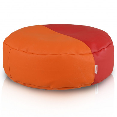 Repose-pieds Duo Energy – rond, en cuir écologique rouge et orange, accent intense