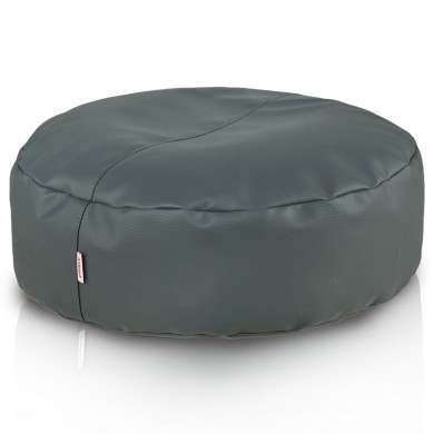 Pouf Patch Gray – rond, cuir écologique gris, minimalisme patchwork