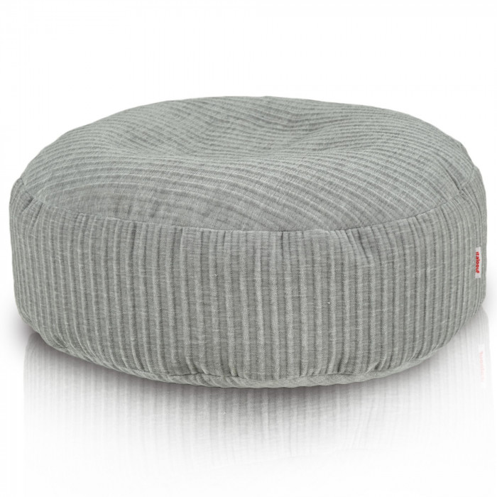 Pouf Velvet Dot Graphite – rond, patchwork, velours gris texturé