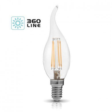 FILAMENT LED E14 4W ampoule décorative, lumière chaude 3000K, flamme de bougie