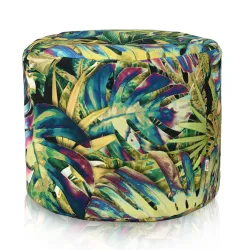 Pouf Rond Cylindre - Tissu Imprimé Premium