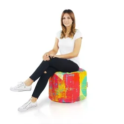 Pouf Rond Cylindre - Tissu Imprimé Premium – vue 30