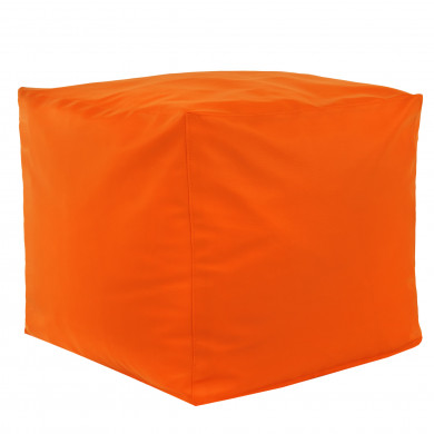 Orange Pouf Cube simili-cuir
