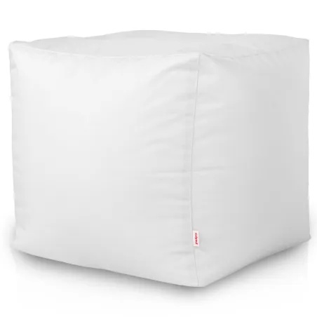 Pouf carré blanc en nylon imperméable, idéal pour le jardin
