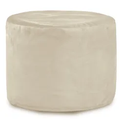 Puff cylindrique en velours doux, idéal pour un intérieur élégant