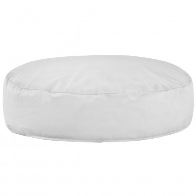 Blanc Coussin Pouf Rond Monaco simili-cuir