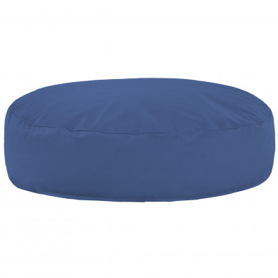 Bleu Coussin Pouf Rond Monaco simili-cuir