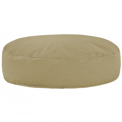 Beige Coussin Pouf Rond Monaco simili-cuir