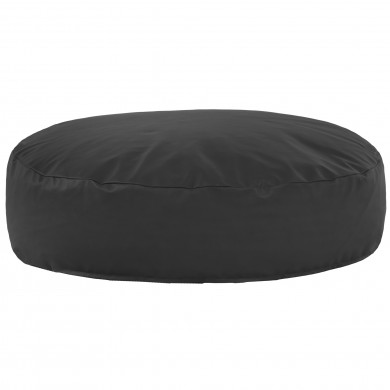 Noir Coussin Pouf Rond Monaco simili-cuir