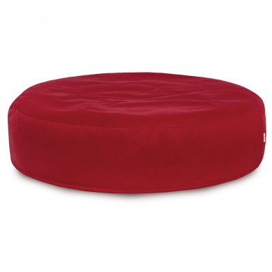 Rouge Coussin Pouf Rond Monaco velours