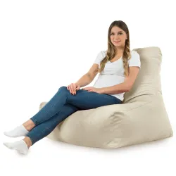 Fauteuil Pouf avec Dossier Bali - Velours Soft