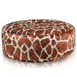 Pouf Repose-pieds Rond - Tissu Imprimé Premium