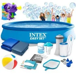 INTEX 28158 Piscine Gonflable 457 x 84 cm 15-en-1 + Machine à Bulles GRATUIT