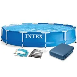 INTEX 28210 Piscine de Jardin Tubulaire 366 x 76 cm Ensemble 6 en 1