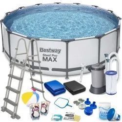 Bestway 5612Z Piscine Tubulaire 488 x 122 cm Ensemble 19 en 1