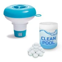 Distributeur flottant de chimie piscine + 0,5 kg comprimés multifonction