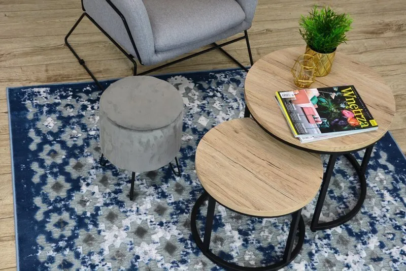 Tapis ACRYLIQUE YAZZ 7006 ORIENT gris et bleu/ivoire