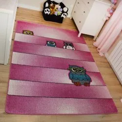 Tapis KIDS Hiboux rose C412