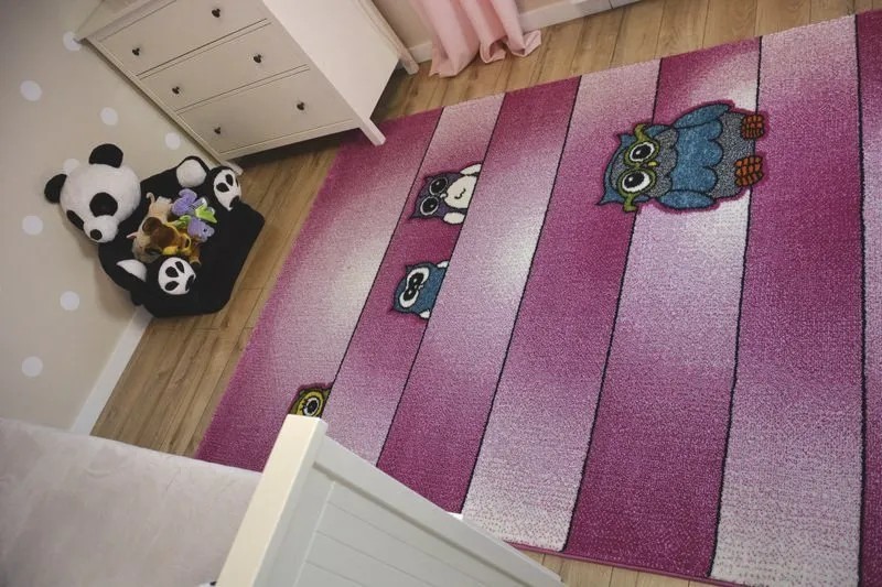 Tapis KIDS Hiboux rose C412