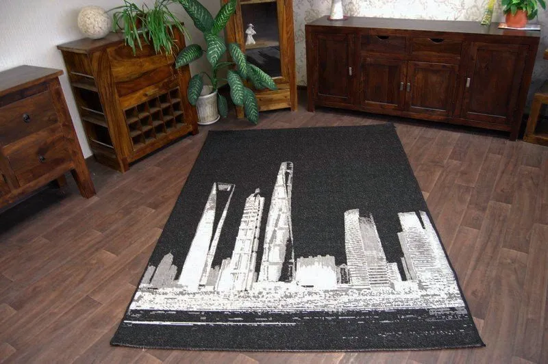 TAPIS EN CORDE SISAL FLOORLUX 20240 noir / argentin