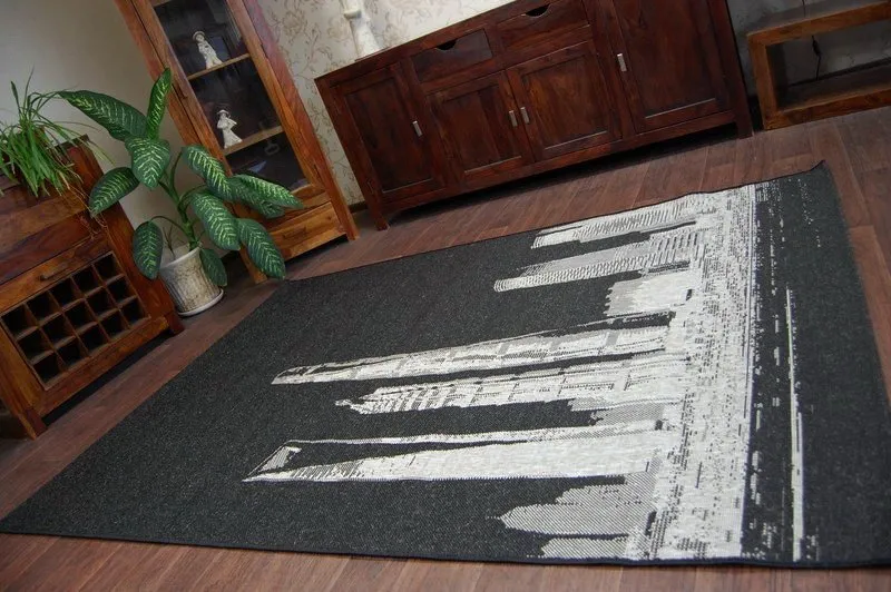 TAPIS EN CORDE SISAL FLOORLUX 20240 noir / argentin