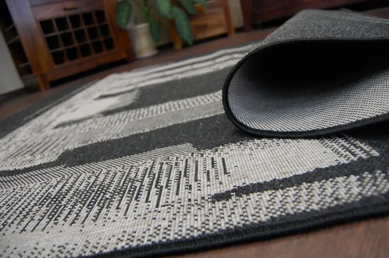 TAPIS EN CORDE SISAL FLOORLUX 20240 noir / argentin