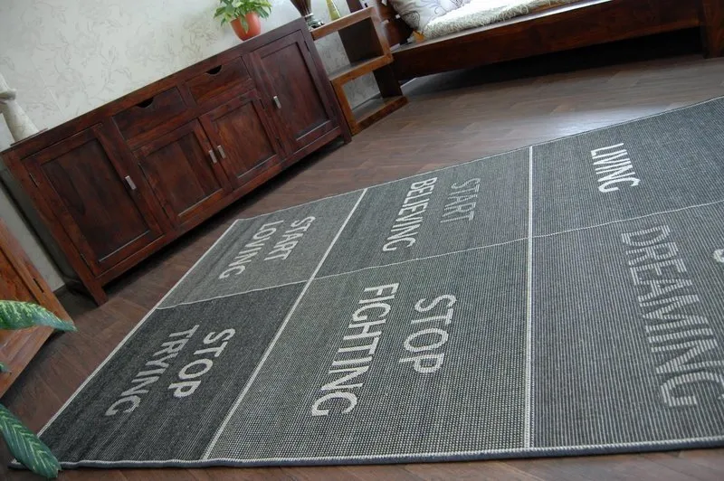 TAPIS EN CORDE SISAL FLOORLUX 20275 YOLO noir / argentin