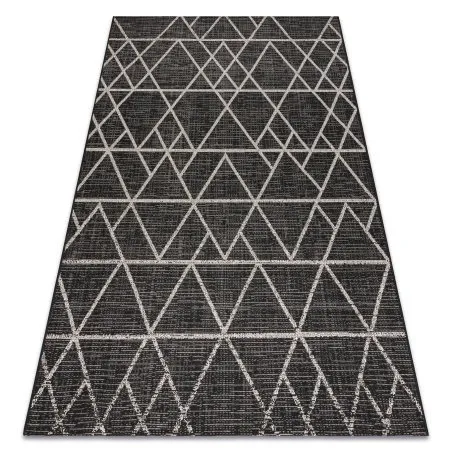 TAPIS EN CORDE SISAL FLOORLUX 20508 noir / argentin TRIANGLES