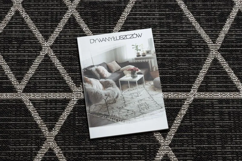 TAPIS EN CORDE SISAL FLOORLUX 20508 noir / argentin TRIANGLES