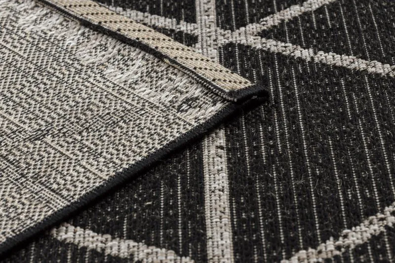 TAPIS EN CORDE SISAL FLOORLUX 20508 noir / argentin TRIANGLES